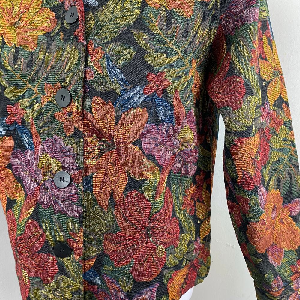 Vintage Touch O’ Blue Floral Earthy Boho Tapestry Chore Jacket Small - Picture 7 of 10